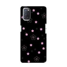 Чохол з розовим принтом для Oppo A52 – Рожеві квіти на чорному