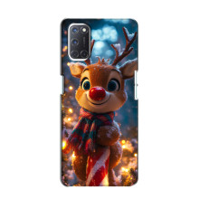 Яркий чехол для Oppo A52 с Зимними Оленятами – Олень в шарфе