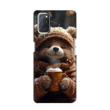 Печатный чехол «Зверята с кофе» для Oppo A52 – Мишка с кофе