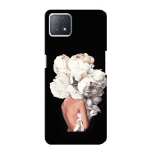 Чехлы (ART) Цветы на Oppo a53 (5G) (VPrint) (Белые цветы)