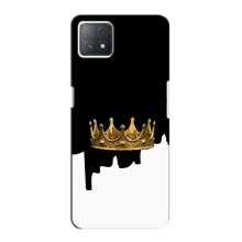 Чехол (Корона на чёрном фоне) для Оппо А53 (5G) – Золотая корона