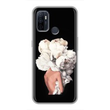 Чехлы (ART) Цветы на Oppo A53 (VPrint) (Белые цветы)