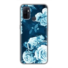 Чехлы (ART) Цветы на Oppo A53 (VPrint) (Голубые Бутоны)