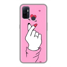 Чехол с принтом для Oppo A53 (AlphaPrint - Знак сердечка) – Знак Love