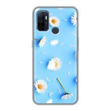 Чохол з Квітами для Oppo A53 (ромашки на блакитному)