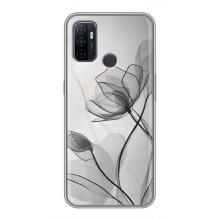 Чехол с цветочным принтом на Оппо А53 (Черные цветы)