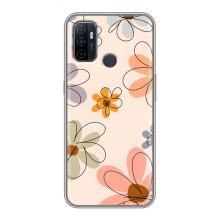 Чехол с цветочным принтом на Оппо А53 (Разноцветные цветы)