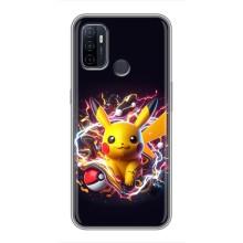 Чехол с Пикачу на Oppo A53 – Пикачу с мячом