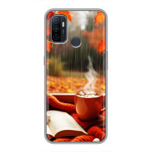 Чехол с уникальным дизайном «Осень с кофе» для Oppo A53 – Кофе и дождь