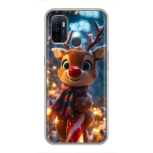 Яркий чехол для Oppo A53 с Зимними Оленятами – Олень в шарфе