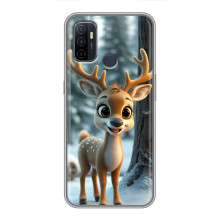 Яркий чехол для Oppo A53 с Зимними Оленятами – Оленёнок в лесу
