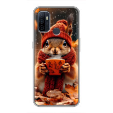 Печатный чехол «Зверята с кофе» для Oppo A53 – Белка с кофе