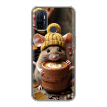 Печатный чехол «Зверята с кофе» для Oppo A53 – Медведь с кофе