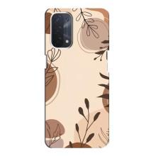 Чехол с цветочным принтом на Оппо А54 (5G) – Коричневые цветы