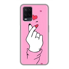 Чехол с принтом для OPPO A54 (AlphaPrint - Знак сердечка) – Знак Love