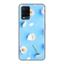 Чехол с Цветами для OPPO A54 (ромашки на голубом)