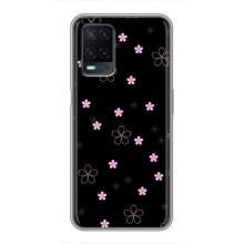 Чехол с розовым рисунком для OPPO A54 – Розовые цветы на черном