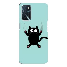 Чехол с милыми котиками на Оппо А54с (Черный кот)