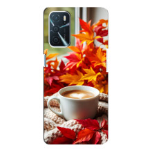 Чохол з унікальним дизайном 'Осінь з кавою' для Oppo a54s – Кофе та листя