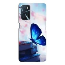 Силиконовый бампер с картинкой животных для Oppo a54s (Бабочка синяя)