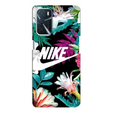 Силіконовый Чохол на Oppo a54s з картинкою НАЙК (Квітковий Nike)