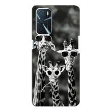 Силіконовий чохол з КАРТИНКАМИ літо для Oppo a54s (AlphaPrint) (Жирафи в окулярах)