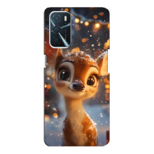 Яркий чехол для Oppo a54s с Зимними Оленятами – Оленёнок среди гирлянд