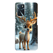 Яркий чехол для Oppo a54s с Зимними Оленятами – Оленёнок в лесу