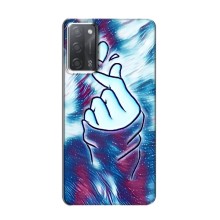 Чехол с принтом для OPPO A55 (AlphaPrint - Знак сердечка) – Радужное сердце