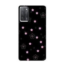 Чехол с розовым рисунком для OPPO A55 – Розовые цветы на черном