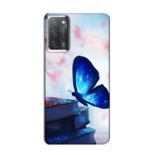 Силиконовый бампер с картинкой животных для OPPO A55 (Бабочка синяя)