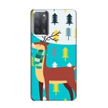 Силиконовый бампер с картинкой животных для OPPO A55 (Олень с шарфом)