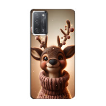 Яркий чехол для OPPO A55 с Зимними Оленятами – Олень в свитере