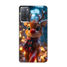 Яркий чехол для OPPO A55 с Зимними Оленятами – Олень в шарфе