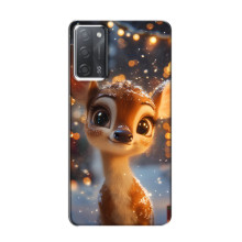 Яркий чехол для OPPO A55 с Зимними Оленятами – Оленёнок среди гирлянд
