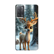Яркий чехол для OPPO A55 с Зимними Оленятами – Оленёнок в лесу