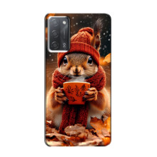 Печатный чехол «Зверята с кофе» для OPPO A55 – Белка с кофе