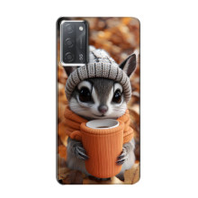 Печатный чехол «Зверята с кофе» для OPPO A55