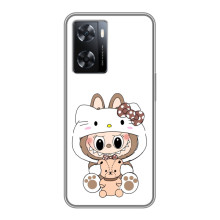 Чохол з принтом Лабубу для Oppo a57s – Білий Лабубу