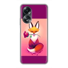 Чехлы с картинкой Лисички для OPPO A58 (4G) (VPrint) (Лисичка с розочкой)