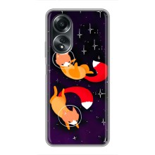 Чехлы с картинкой Лисички для OPPO A58 (4G) (VPrint) (Лисички космонавты)