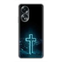 Чехол для OPPO A58 (4G) (AlphaPrint) - (Христианские) (Крест и город)
