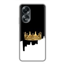 Чехол (Корона на чёрном фоне) для Оппо А58 (4G) (Золотая корона)