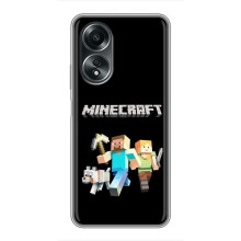 Чехол Майнкрафт на OPPO A58 (4G) (AlphaPrint) Minecraft (герои Minecraft)