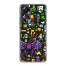 Чехол Майнкрафт на OPPO A58 (4G) (AlphaPrint) Minecraft (Коллаж Майнкрафт)
