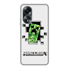 Чехол Майнкрафт на OPPO A58 (4G) (AlphaPrint) Minecraft (крипер Майнкрафт)