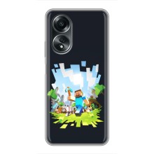Чехол Майнкрафт на OPPO A58 (4G) (AlphaPrint) Minecraft (персонажи Minecraft)