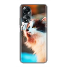 Чехол на Оппо А58 с Котами (VPrint) (Котик с бабочкой)