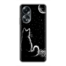 Чехол с принтом для OPPO A58 (4G) (AlphaPrint) Модные коты (Котик и луна)