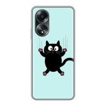 Чехол с принтом для OPPO A58 (4G) (AlphaPrint) Модные коты (Падающий кот)